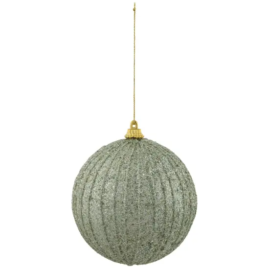Northlight Holographic Glitter Shatterproof Christmas Ball Ornament - 4" - Tea Green {3}
