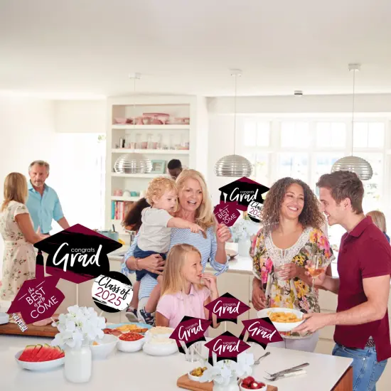 Big Dot of Happiness 2025 Maroon Graduation Party Centerpiece Sticks - Showstopper Table Toppers - 35 Pieces {6}