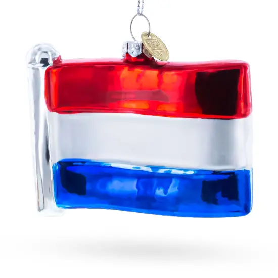 Waving Flag of Netherlands Glass Christmas Ornament {1}