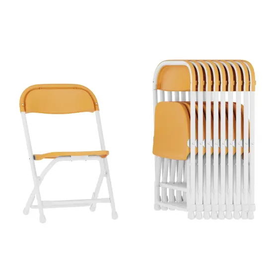 Emma and Oliver 10 Pack Kids Plastic Folding Chair Daycare Home School Furniture Yellow {2}