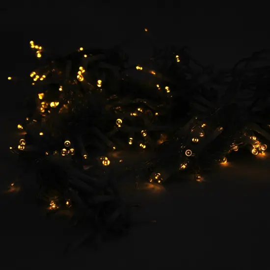 Perfect Holiday 300 LED Curtain Solar Lights Flashing Mode - Long Hours - Warm White {2}