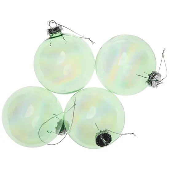 Northlight Iridescent Glass Christmas Ball Ornaments - 3.25" (80mm) - Transparent Green - 4ct {5}