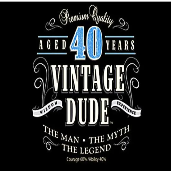 1/4 Sheet Cake - Vintage Dude 40th Birthday - Edible Cake or Cupcake Topper - D20377 {1}