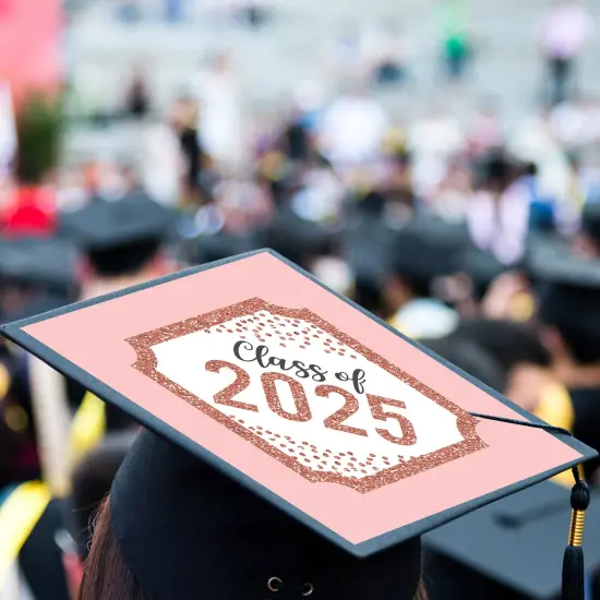 Big Dot of Happiness Rose Gold Grad - 2025 Graduation Cap Decorations Kit - Grad Cap Cover {4}