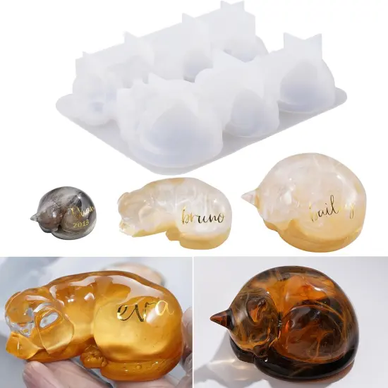 LET'S RESIN Pet Memorial Statue Resin Molds,3D Animal Epoxy Resin Molds for Preserving Pet Hairs & Ashes, Sleeping Dog and Cat Figurine Silicone Molds,Great for DIY Resin Pet Keepsakes, Pet Loss Gifts {1}