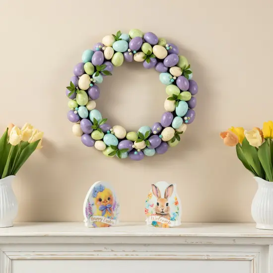 18"D Easter Egg Shaped Decorative Wreaths & 16"H Egg Table Tree Decor 2* Purple Wreath {12}