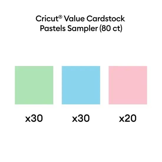 Cricut Value Cardstock, Pastels Sampler - 8.5 in x 11 in (80 ct) {3}