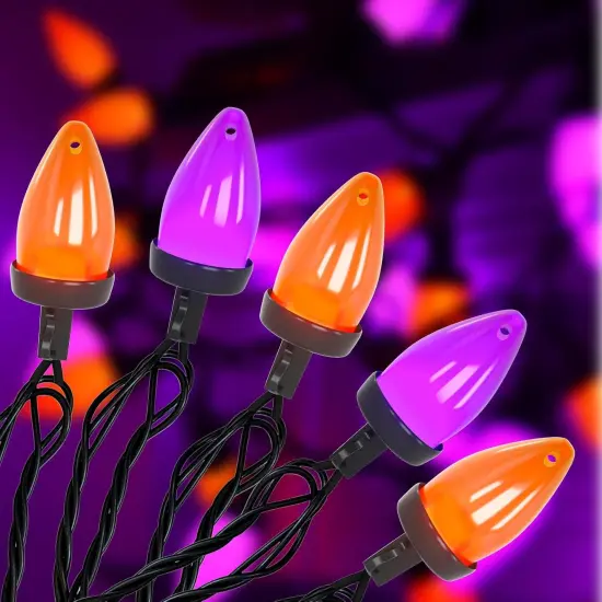 26ft C7 Purple and Orange Halloween String Lights Outdoor {1}