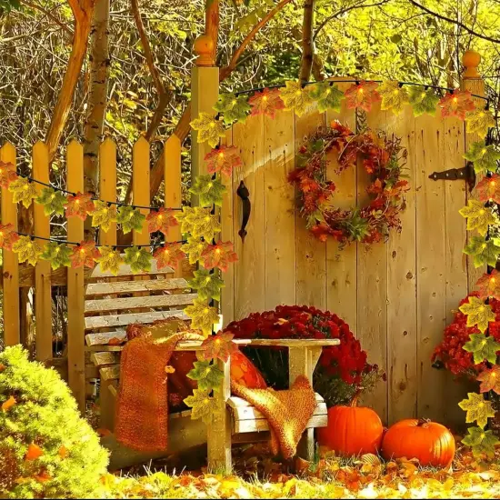 Autumn Maple Leaves Decoration Lights - 35 LED leaf string {4}