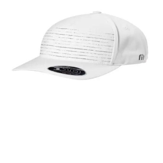 TravisMathew FOMO Novelty Cap Structured Mid Profile Flexfit 110 with Striped Front Panel White {1}
