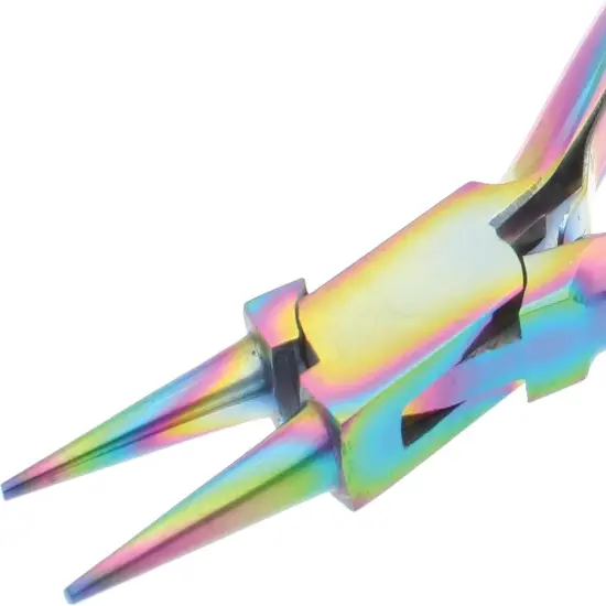 The Beadsmith Chroma Series Round Nose Plier, 5.5 inches (140mm), hardened stainless-steel head, rainbow titanium coating, contoured comfort grip handle and double-leaf spring, tool for jewelry making {3}