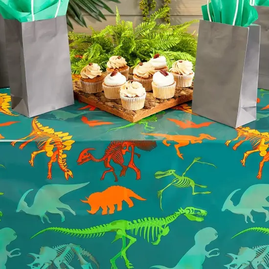3 Pack Dinosaur Tablecloth for Birthday Party Supplies, Baby Showers, Classroom Party, Disposable Table Cover, Green (54 x 108 In) {2}