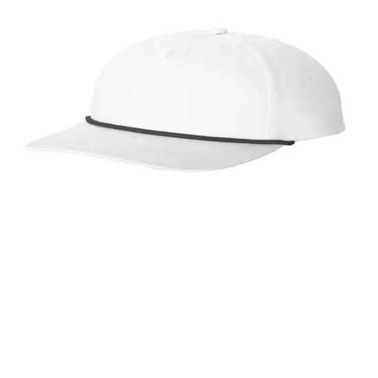 Port Authority&reg; Snapback Five Panel Rope Cap, High Profile Cotton Twill Hat with Adjustable Snapback Black/ Black {6}