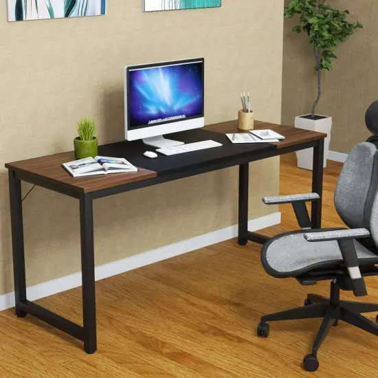 Black-Coffee 63" Study Writing Desk with Iron Frame and Adjustable Footpads {3}