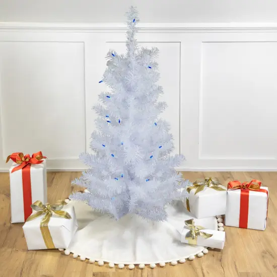 Northlight 3' Pre-Lit White Pine Slim Artificial Christmas Tree - Blue Lights {1}
