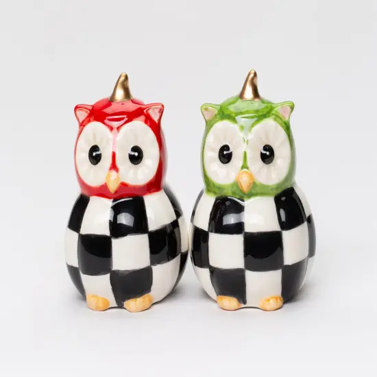 Ceramic Black & White Owl Salt And Pepper Shakers, Home Décor, Gift for Her, Mom, Farmhouse Kitchen Décor, Fall Décor, Thanksgiving Décor {2}