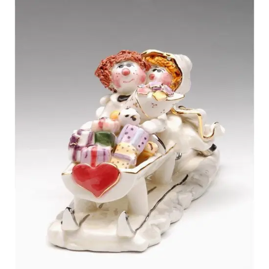 Ceramic Jewish Bride & Groom Sleigh: "Just Married", Wedding Decor, Gift for New Couple {2}