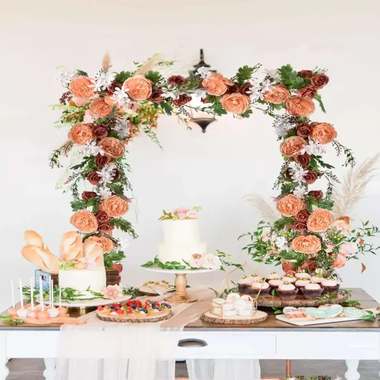 2Pcs Artificial Peony Flower Garland - 6ft/Strand - Orange {3}