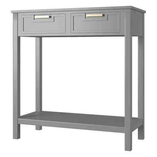 Modern Acacia Wood Entryway Table with Drawers Waterproof MDF Accent Cabinet Grey {1}