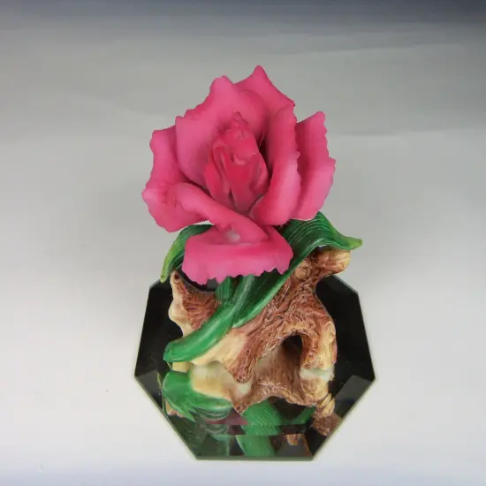 Ceramic Carnation Flower on Glass Base Figurine, Gift for Her, Gift for Mom, Mother's Day Gift, Home Decor {3}