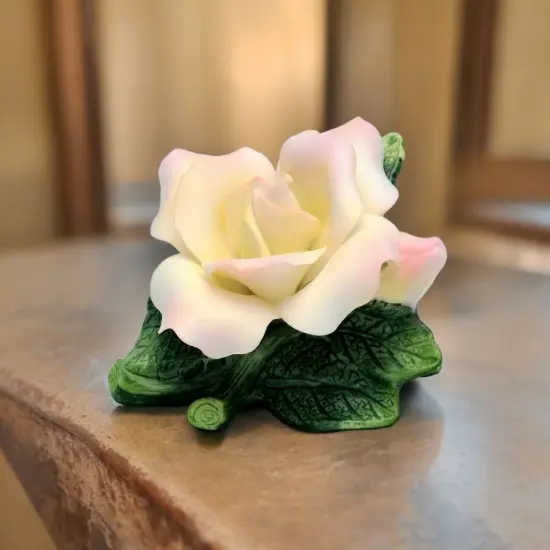 Ceramic Mini Peace Rose Flower Figurine, Home Decor, Gift for Her, Gift for Mom {1}