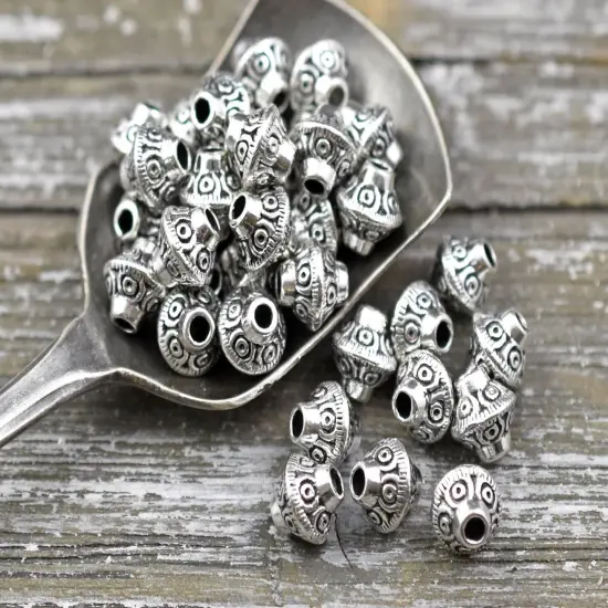 *100* 6mm Antique Silver Bicone Spacer Beads {4}