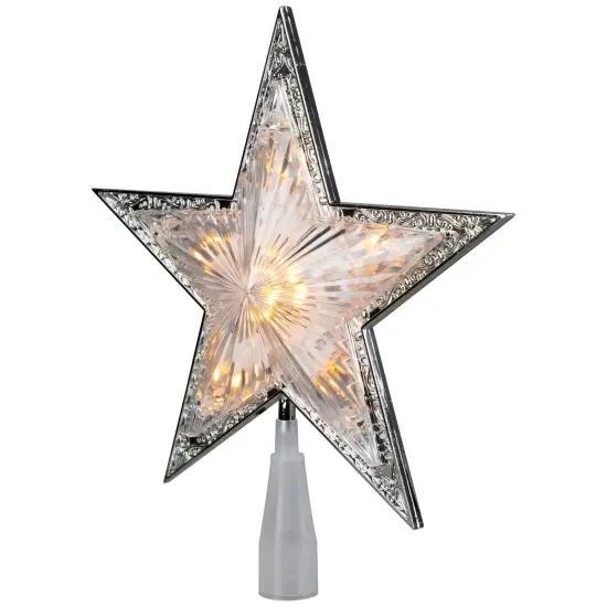 Northlight 9" Pre-Lit Silver and Clear Crystal 5 Point Star Christmas Tree Topper - Clear Lights {6}