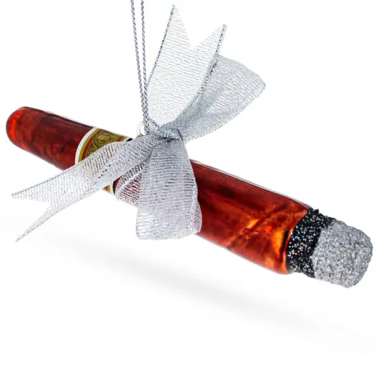 Premium Cigar with Box Glass Christmas Ornament {3}