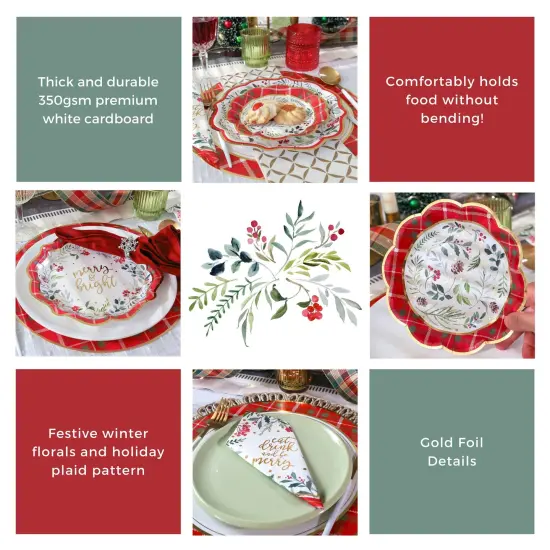 Kate Aspen Christmas Tableware Set - 7&rdquo; Plate (set of 16), 9&rdquo; Plate (set of 16), and Napkin (set of 30) {5}