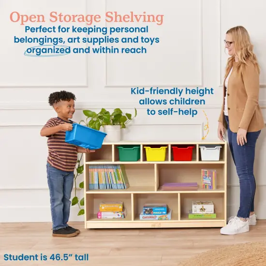 5+5 Compartment Storage and Tray Cabinet with 5 Scoop Front Bins, Natural Assorted {4}