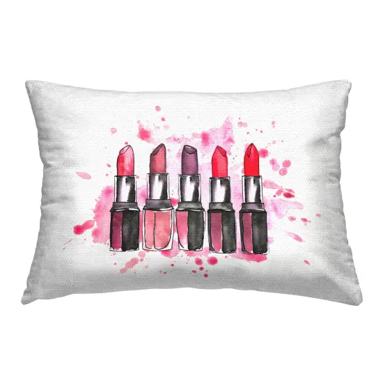 Modern Splatter Lipstick Outdoor Printed Pillow Design by Svetlana Aleynikova, 14 x 7 x 20 {1}