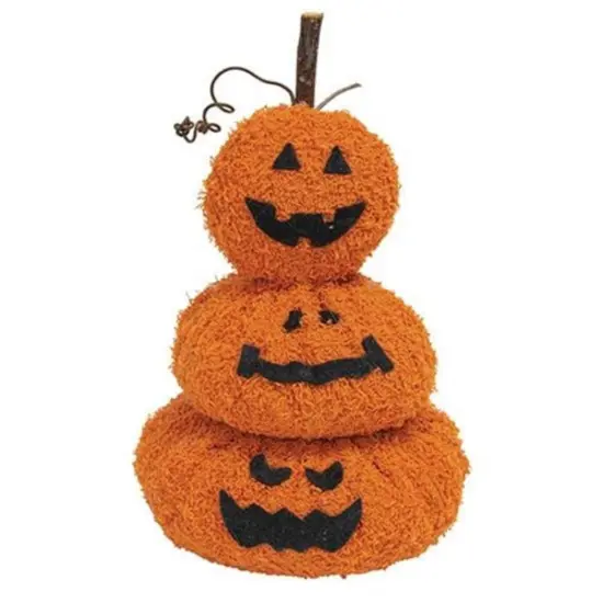 Melting Jack O Lantern Stack Plush Pumpkin Decor for Tabletop Display {1}
