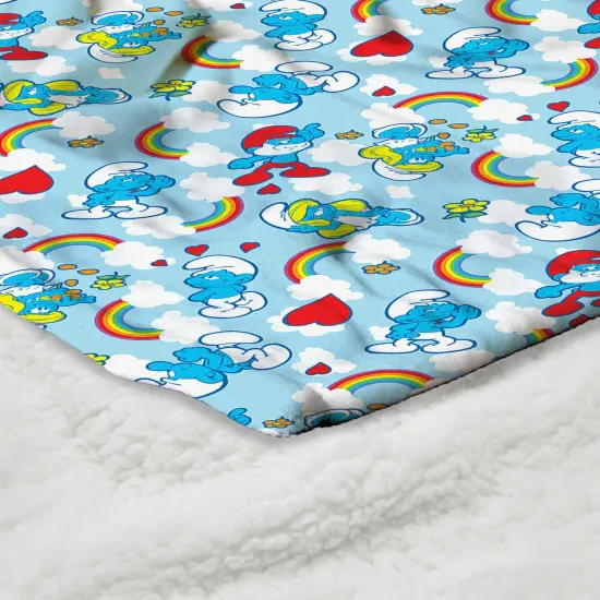 Smurfs Silk Touch Sherpa Throw Blanket Rainbow Smurfs {5}