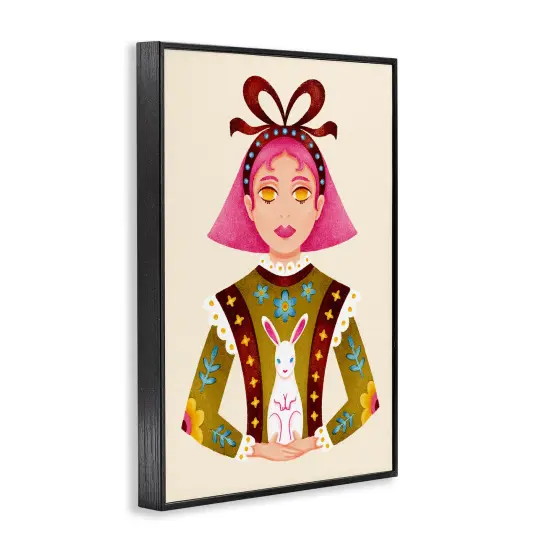 Stupell Industries Pink Haired Girl & Bunny Framed Giclee Design by Hannah Moren {3}