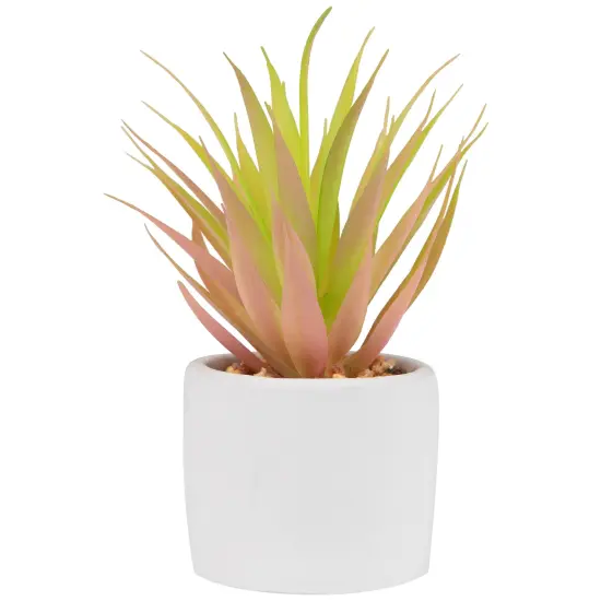 Northlight 6.5" Green Artificial Sword Grass in a White Pot {3}