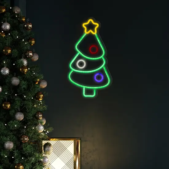 Northlight Christmas Tree LED Neon Lighted Wall or Window Decoration - 15" Multi {4}