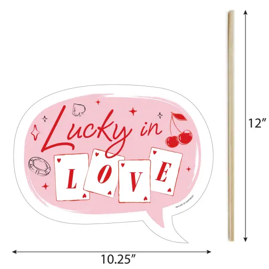 Big Dot of Happiness Funny Lucky in Love Photo Props, Las Vegas Bachelorette Party Decorations, Red & Pink Photo Booth Props Kit - 10 Piece {5}
