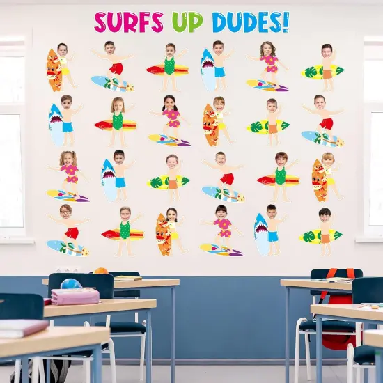 24 Pcs Summer Cutouts Surfboard Cutouts with Photo Space for Bulletin Board DIY Craft Summer {5}