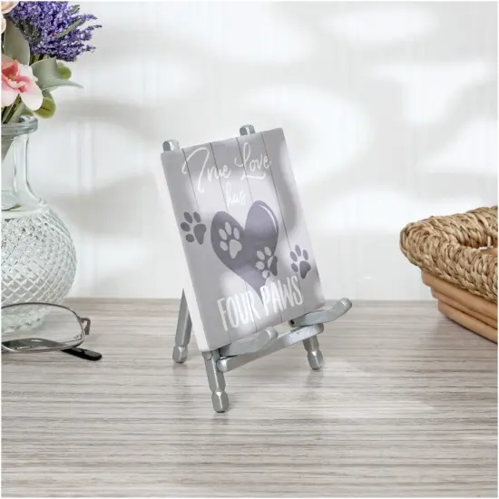 Bard's Satin Silver-toned Metal Easel, 5" H x 3.375" W x 3.5" D {4}