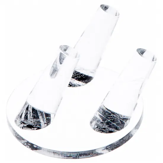 Plymor Clear Acrylic Ring Finger Display, Triple on Round Base, 3" W x 3" D x 1.75" H {2}
