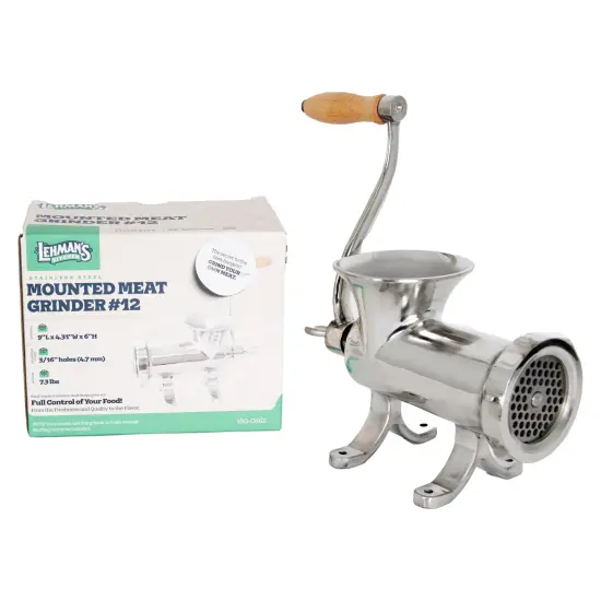 Lehman's Clamp-Down Meat Grinder #12, Manual Hand-Cranked Stainless Steel Meat Grinder for Home Use, Easy to Clean and Store {3}