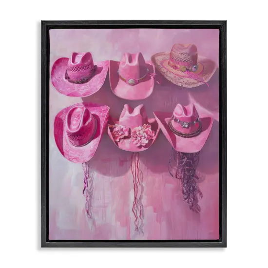 Stupell Industries Hanging Pink Cowgirl Hats Floating Frame Design by LSR Design Studio {1}
