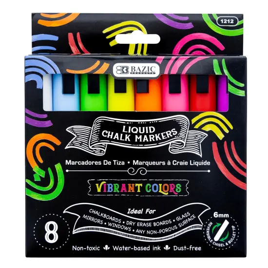 BAZIC Liquid Chalk Markers (8/Pack) {1}