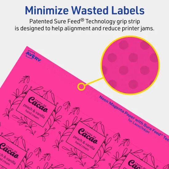 Avery Neon Magenta Paper Labels, 1-13/16" x 2-3/16" Rectangle {4}