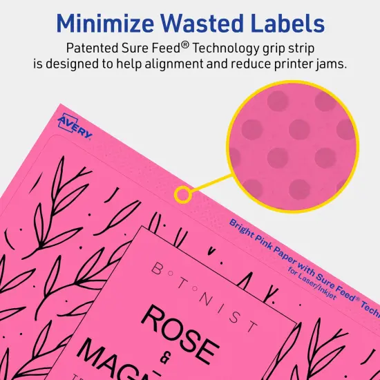 Avery Bright Pink Paper Labels, 5" x 8-1/8" Rectangle {4}