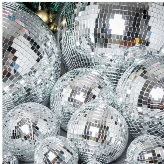 6" Silver Disco Ball Ornament {2}