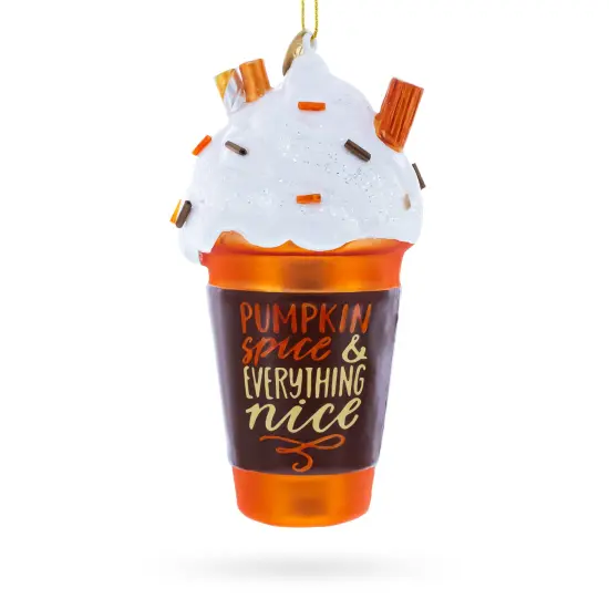 Pumpkin Spice Drink Glass Christmas Ornament {1}