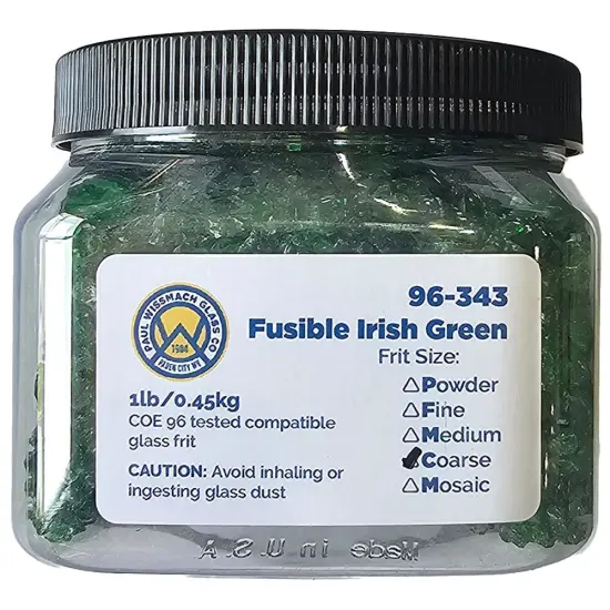 Wissmach Frit Coarse Irish Green Transparent 96-343 1Lb. Jar 96 COE {2}