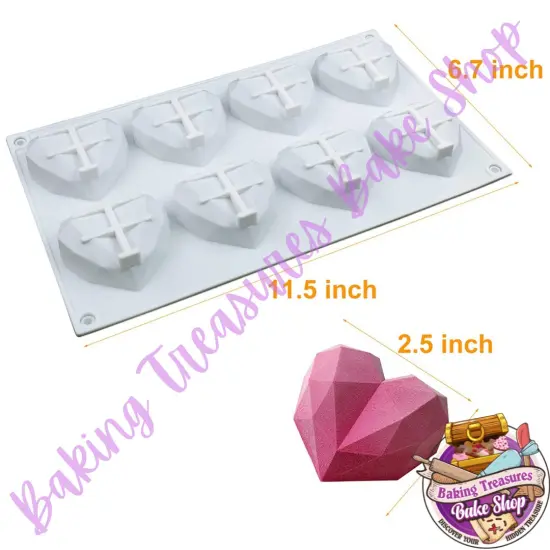 Geometric hearts Silicone Mold 8 Cavity {2}