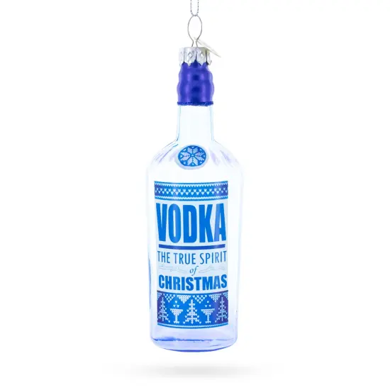 Vodka Bottle Glass Christmas Ornament {1}